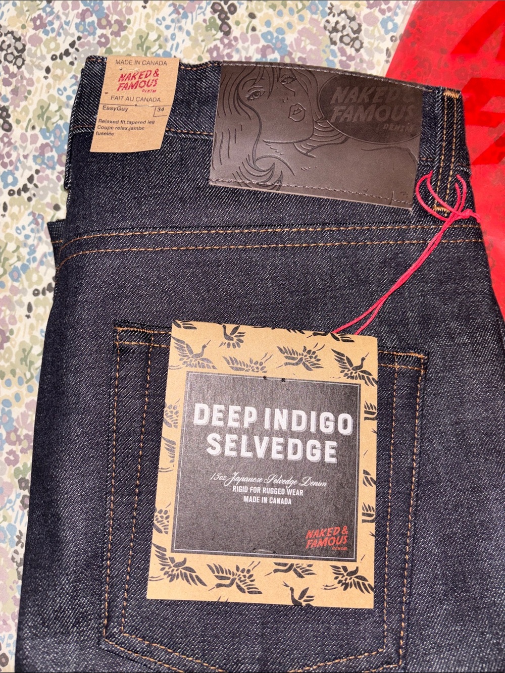 NWT Naked & Famous raw denim, dark wash - Picture 3 of 10